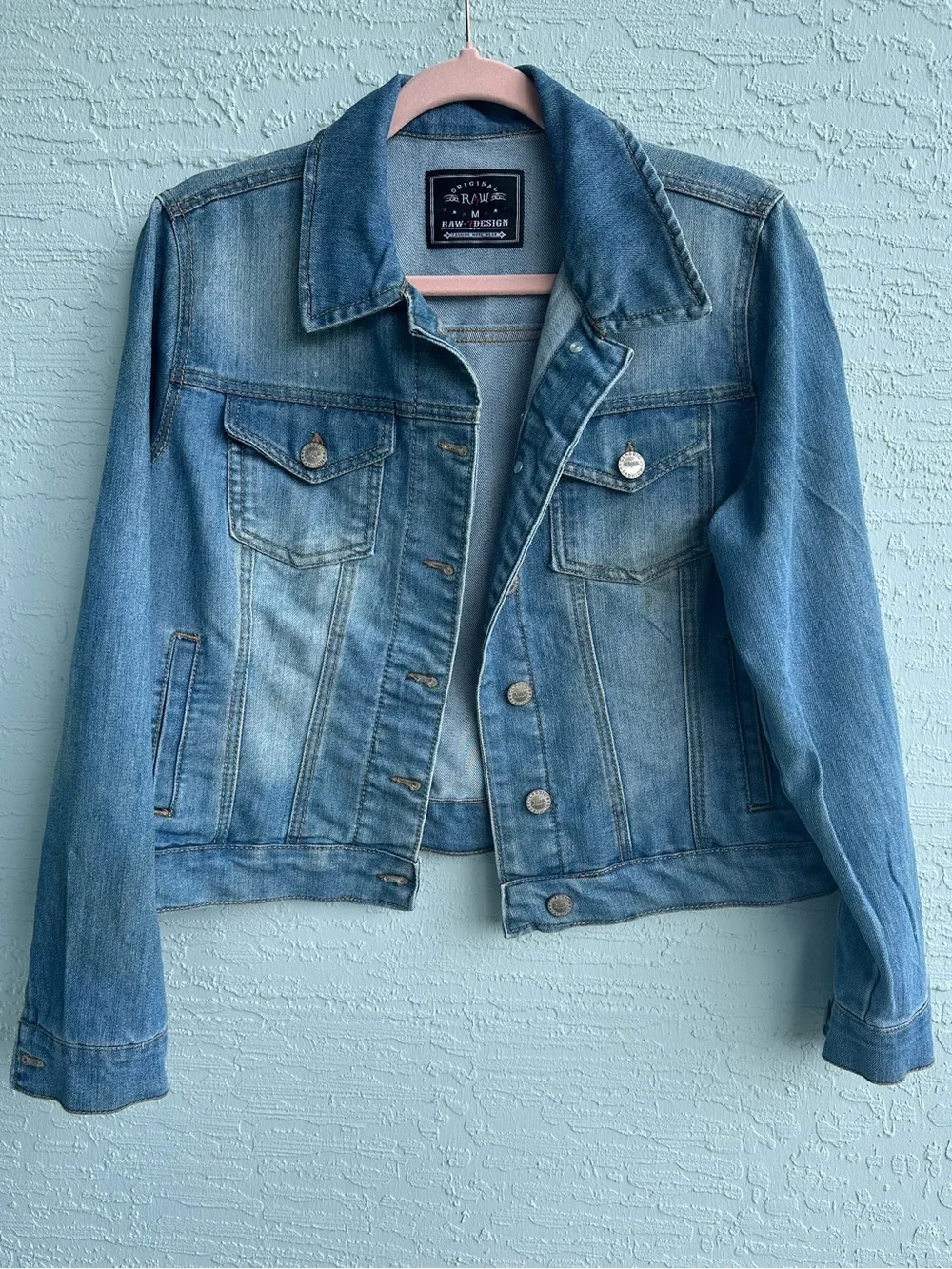 Raw 7 design medium wash denim jacket size medium